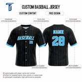 Black Pinstripe Custom Classic Full Button Baseball Jersey